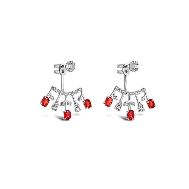 18k Gold Diamond Ear Jacket with Ruby - Genevieve Collection