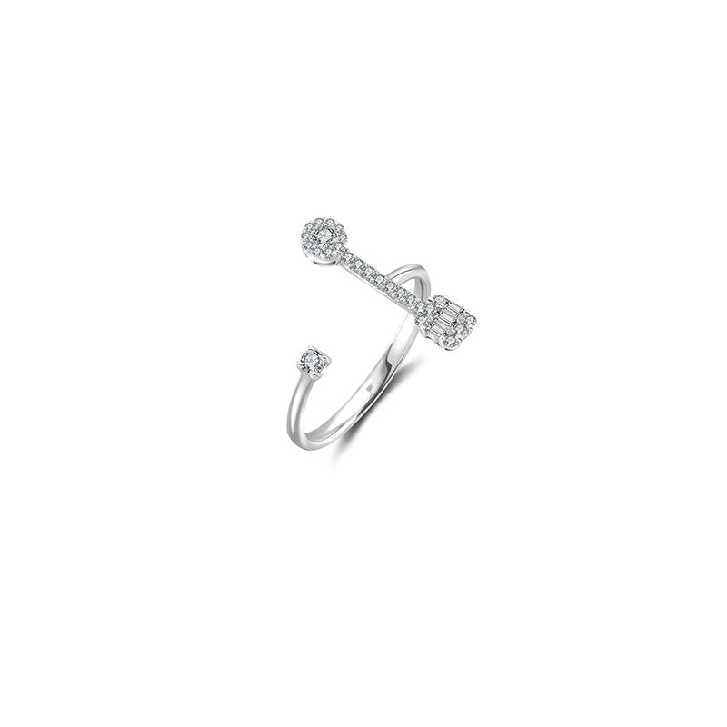 18k Gold Round and Square Diamond Open Ring - Genevieve Collection