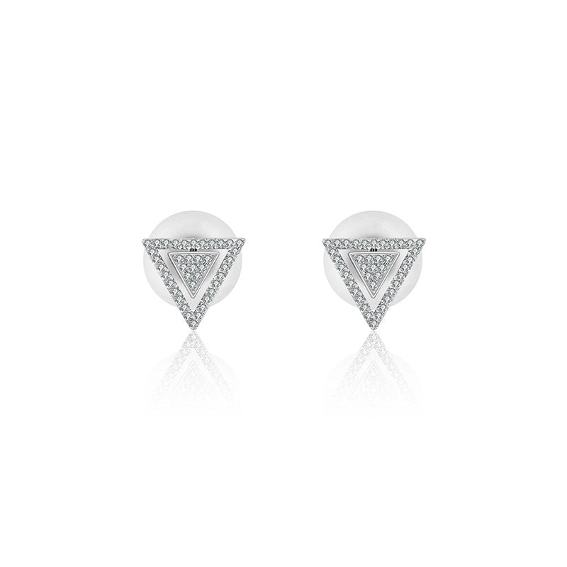 18k Gold 2 way Triangle Shape Diamond Earring - Genevieve Collection