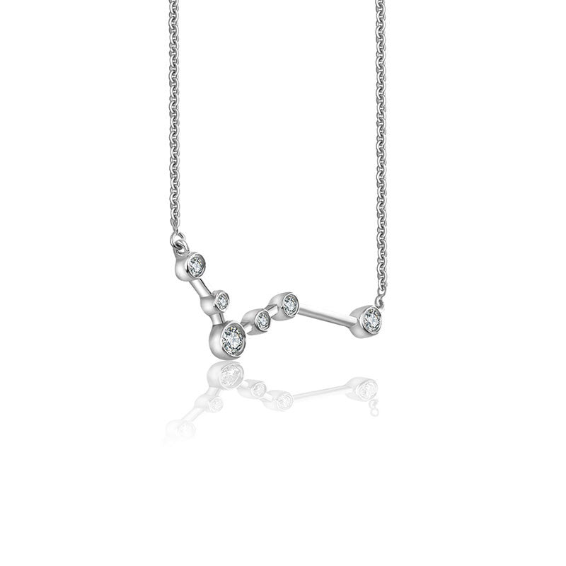 Pisces Zodiac Constellation Necklace 18k Gold & Diamond - Genevieve Collection