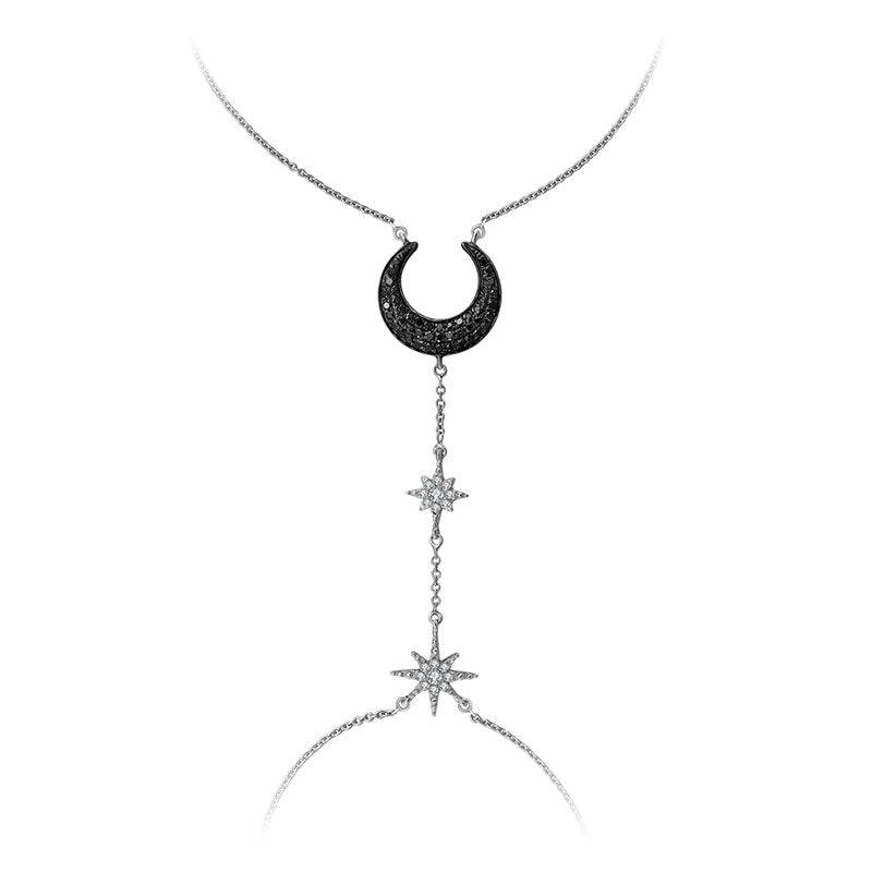 18k Gold Star and Moon Shape 2 Way Diamond Bracelet - Genevieve Collection