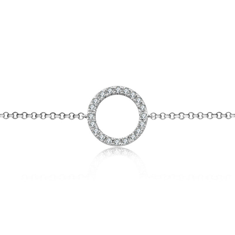 18k Gold Round Shape Diamond Bracelet with Gray Tassel - Genevieve Collection