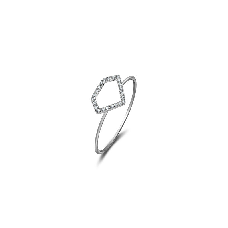 18k Gold Hollow Diamond Shape Diamond Ring - Genevieve Collection