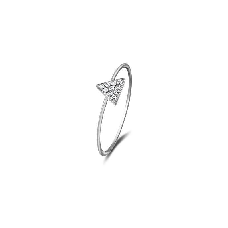18k Gold Triangle Shape Pave Diamond Ring - Genevieve Collection