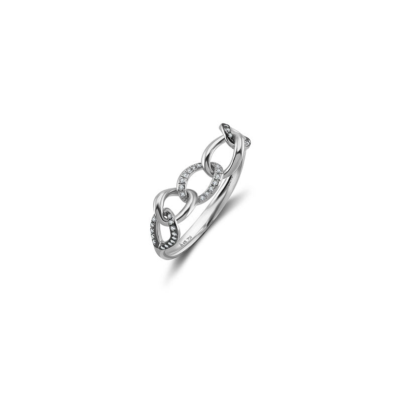 18k Gold Chain Shape Diamond Ring Mix With Black Gold - Genevieve Collection