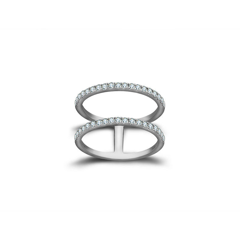 18k Gold Double Line Diamond Ring - Genevieve Collection