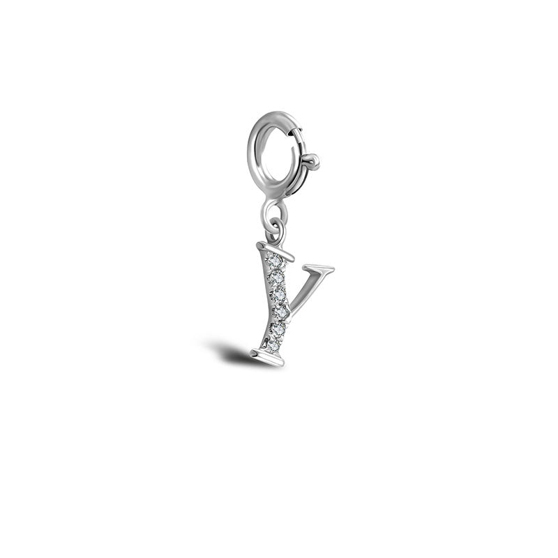 18k Gold Letter "Y" Diamond Charms - Genevieve Collection