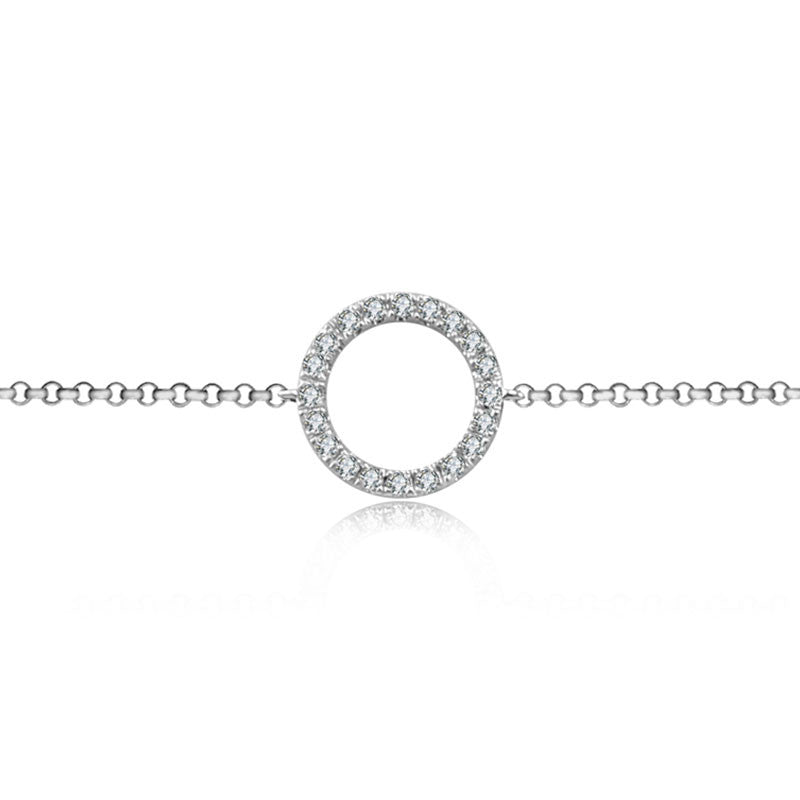 18k Gold Round Shape Diamond Bracelet with White Tassel - Genevieve Collection
