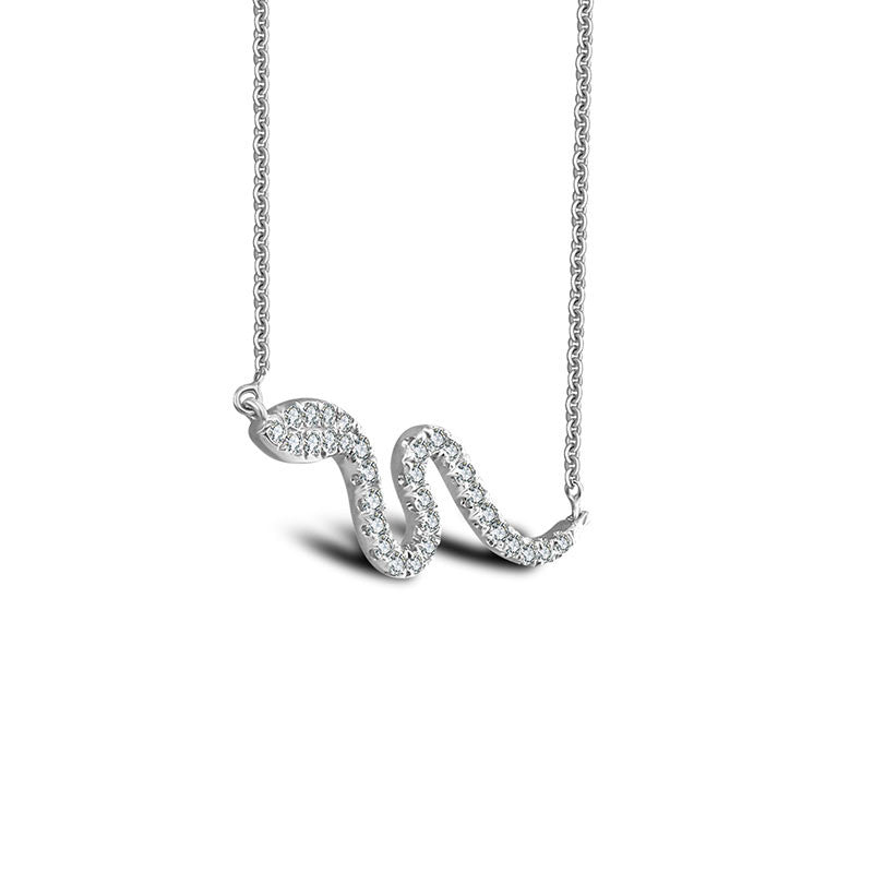 18k Gold Snake Shape Diamond Necklace - Genevieve Collection