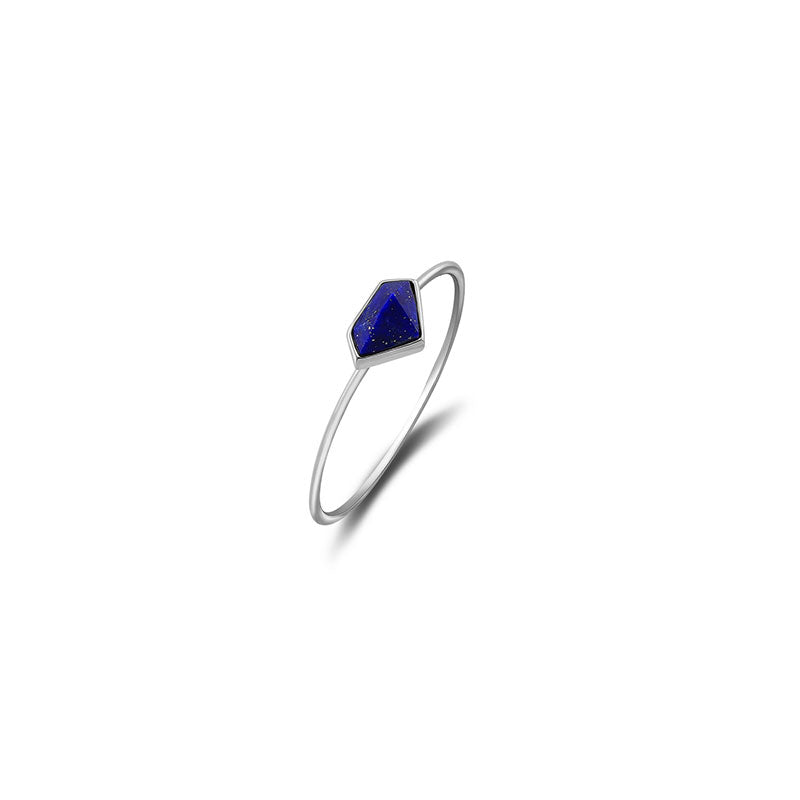 18k Gold Diamond Shape Lapis Ring - Genevieve Collection