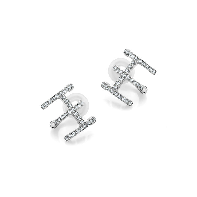 18k Gold Triple Line Diamond Ear Cuff - Genevieve Collection