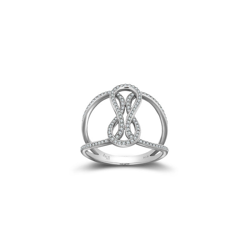 18k Gold Curved Loop Diamond Ring - Genevieve Collection