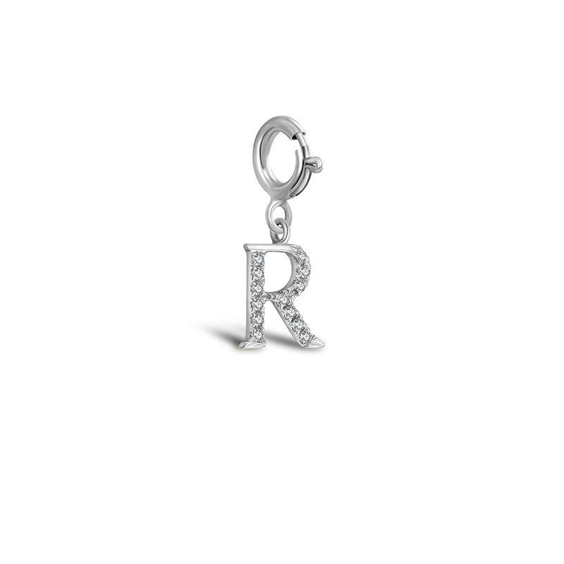 18k Gold Letter "R" Diamond Charms - Genevieve Collection