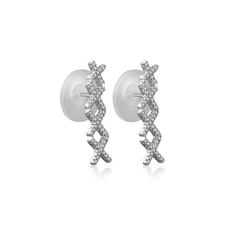 18k Gold Quadruple Cross Diamond Earring - Genevieve Collection
