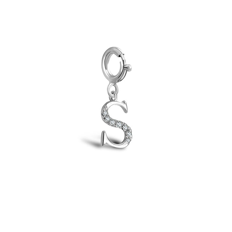18k Gold Letter "S" Diamond Charms - Genevieve Collection