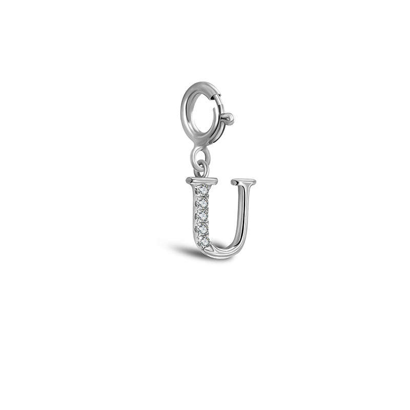 18k Gold Letter "U" Diamond Charms - Genevieve Collection