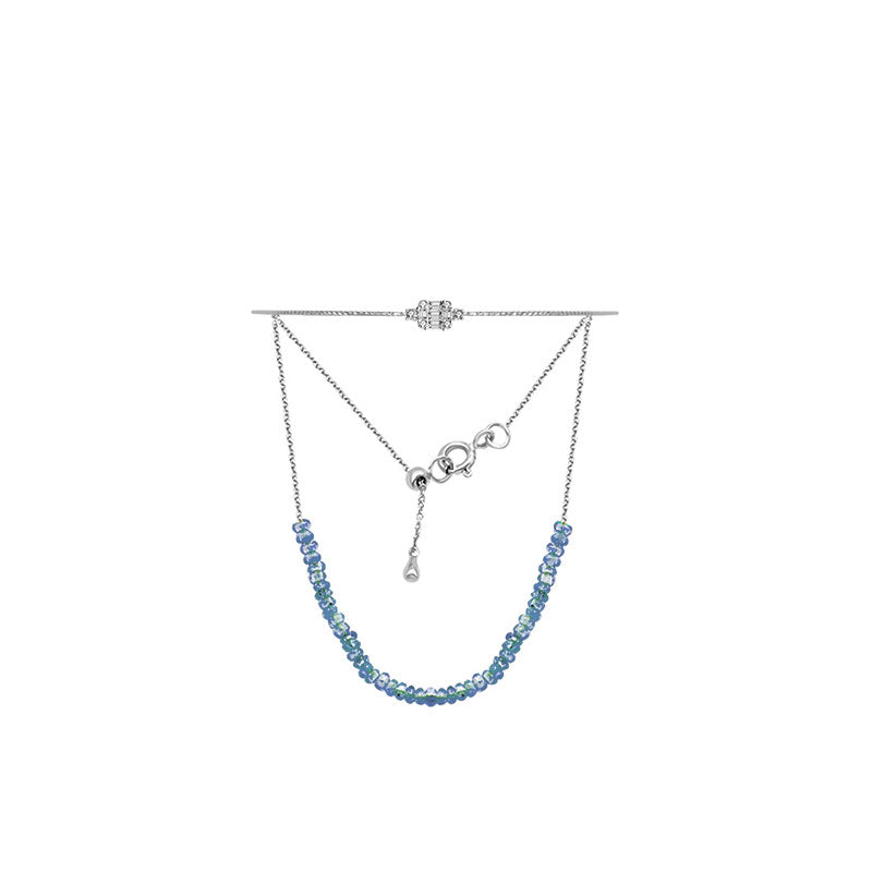 18k Gold Sapphire Beaded Bracelet with Diamond Bangle - Genevieve Collection