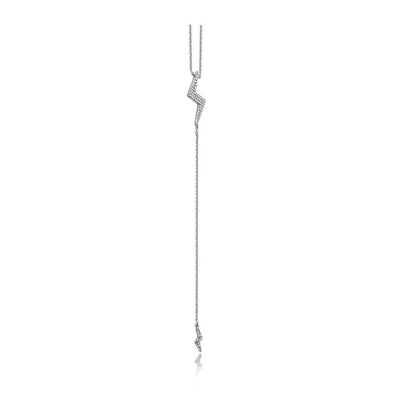 18k Gold Lightning Bolt Dangling Diamond Necklace - Genevieve Collection