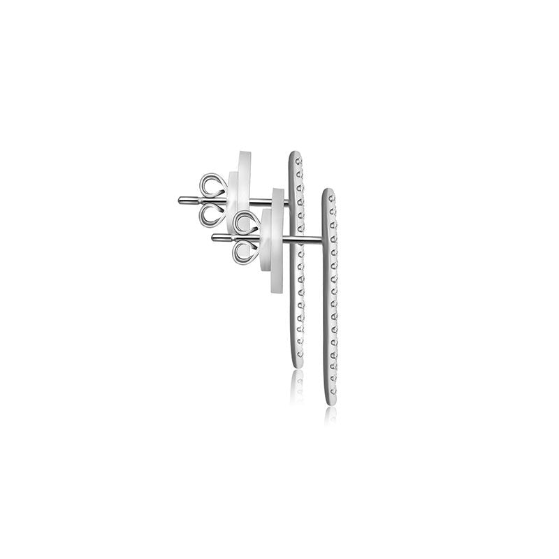 18k Gold Hollow Triangle Diamond Earring - Genevieve Collection
