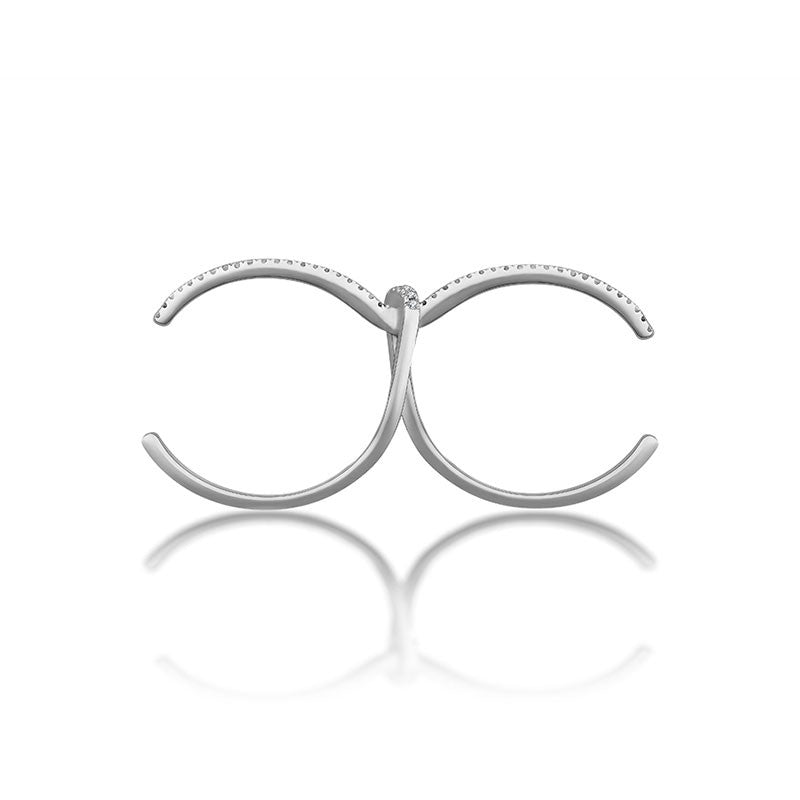 18k Gold S Knot Double Ring - Genevieve Collection