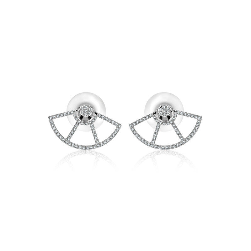18k Gold Fan Shape Diamond Earring - Genevieve Collection