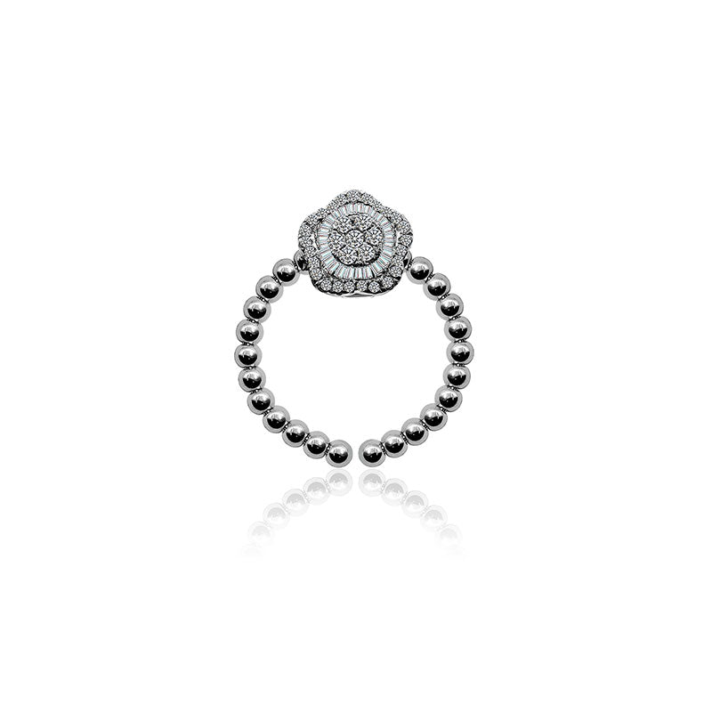 18k Gold 2 way Rose Shape Adjustable Diamond Ring - Genevieve Collection