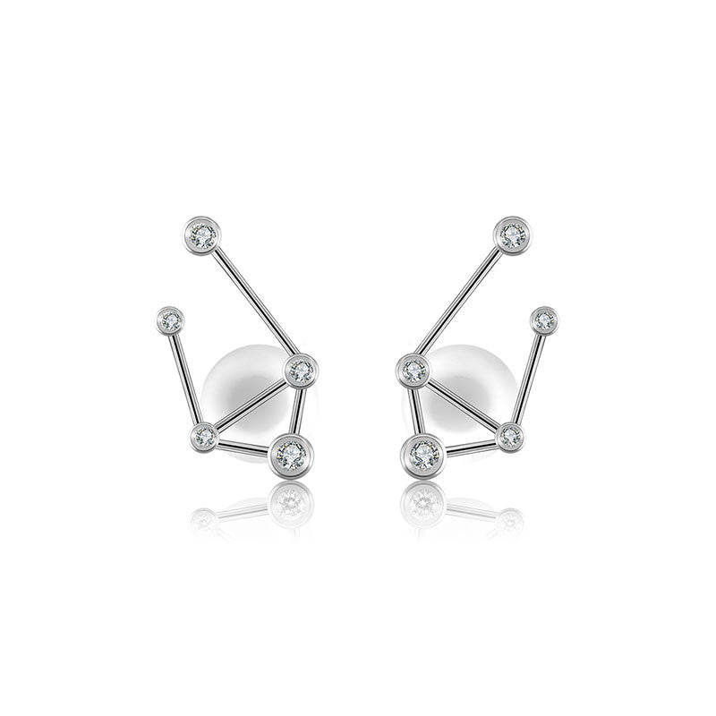 Libra Zodiac Constellation Earring 18k Gold & Diamond - Genevieve Collection