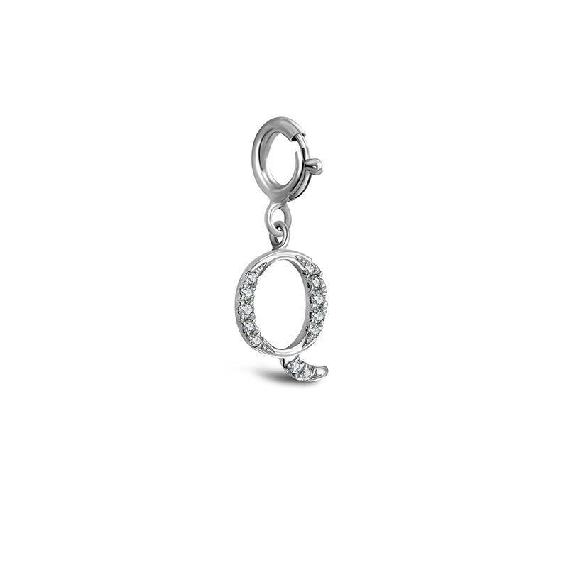 18k Gold Letter "Q" Diamond Charms - Genevieve Collection