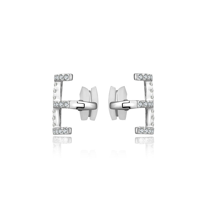 18k Gold Triple Line Diamond Ear Cuff - Genevieve Collection