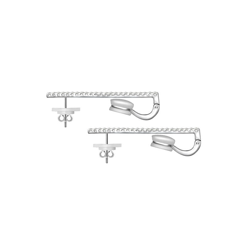 18k Gold Line Diamond Ear Cuff with Chain - Genevieve Collection