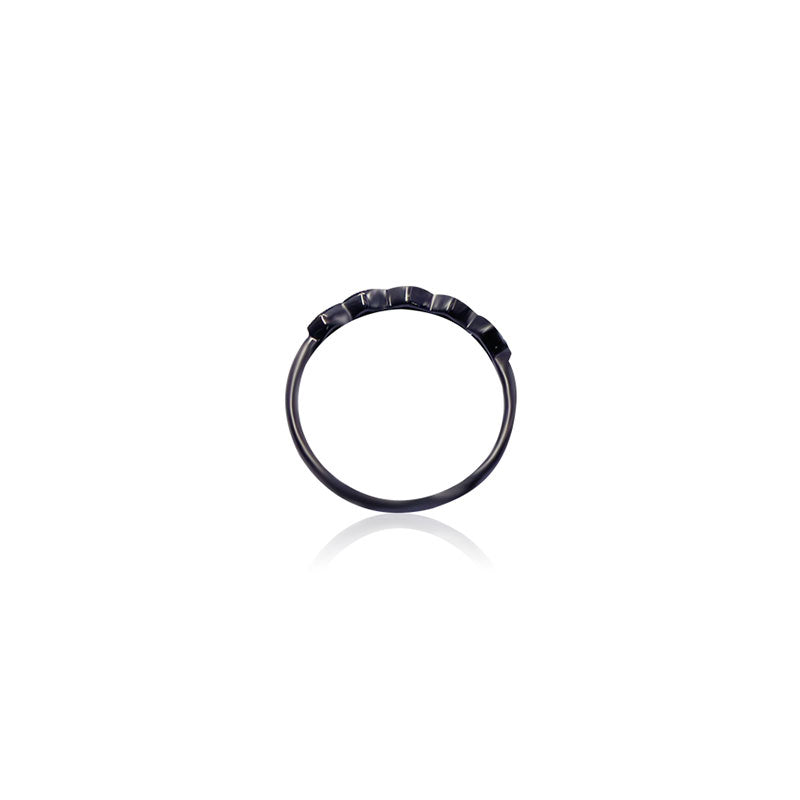 18k Gold Hexagon Pattern Black Diamond Ring - Genevieve Collection