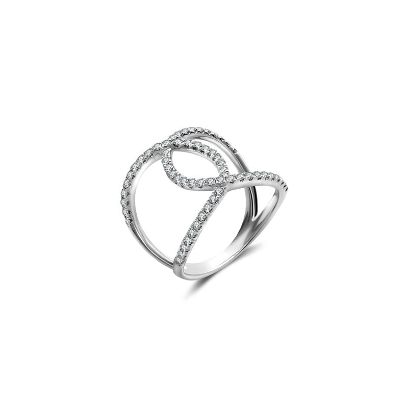 18k Gold Connected Curve Diamond Ring - Genevieve Collection