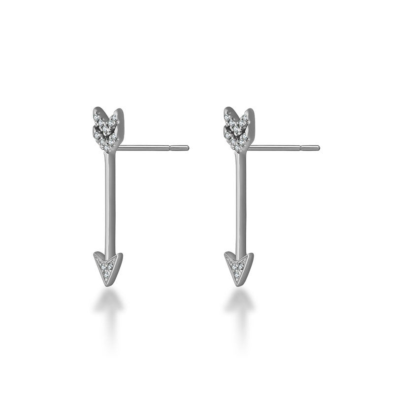 18k Gold Diamond Arrow Upward Earring - Genevieve Collection