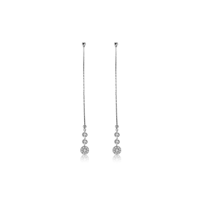 18k Gold Wire Style Hoop Diamond Earring with Titanium - Genevieve Collection
