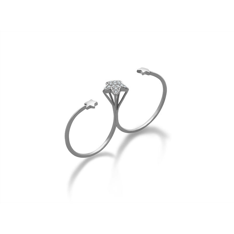 18k Gold Starry Night Diamond Double Ring - Genevieve Collection