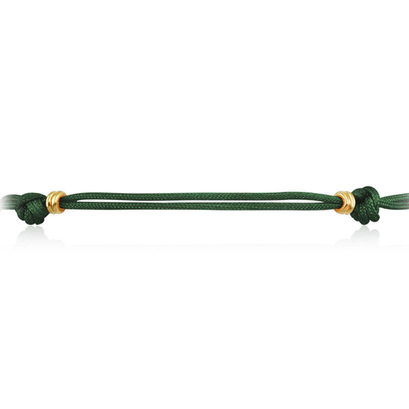 18k Gold Dark Green Tassel Bracelet with Gold Beads - Genevieve Collection