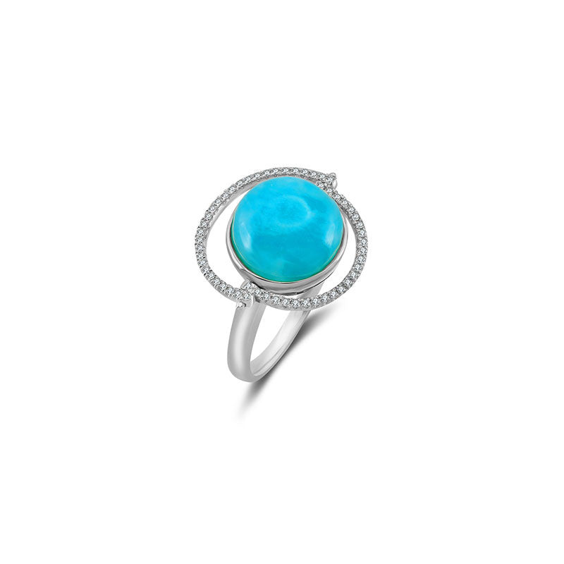 18k Gold Amazoniet Diamond Ring - Genevieve Collection