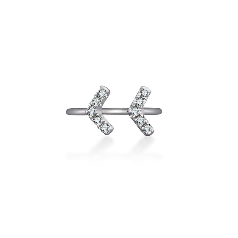 18k Gold Double Arrow Diamond Midi / Pinky Ring - Genevieve Collection