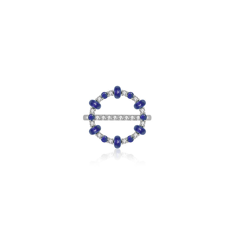 18k Gold 2 ways Beaded Sapphire and Diamond Ring - Genevieve Collection