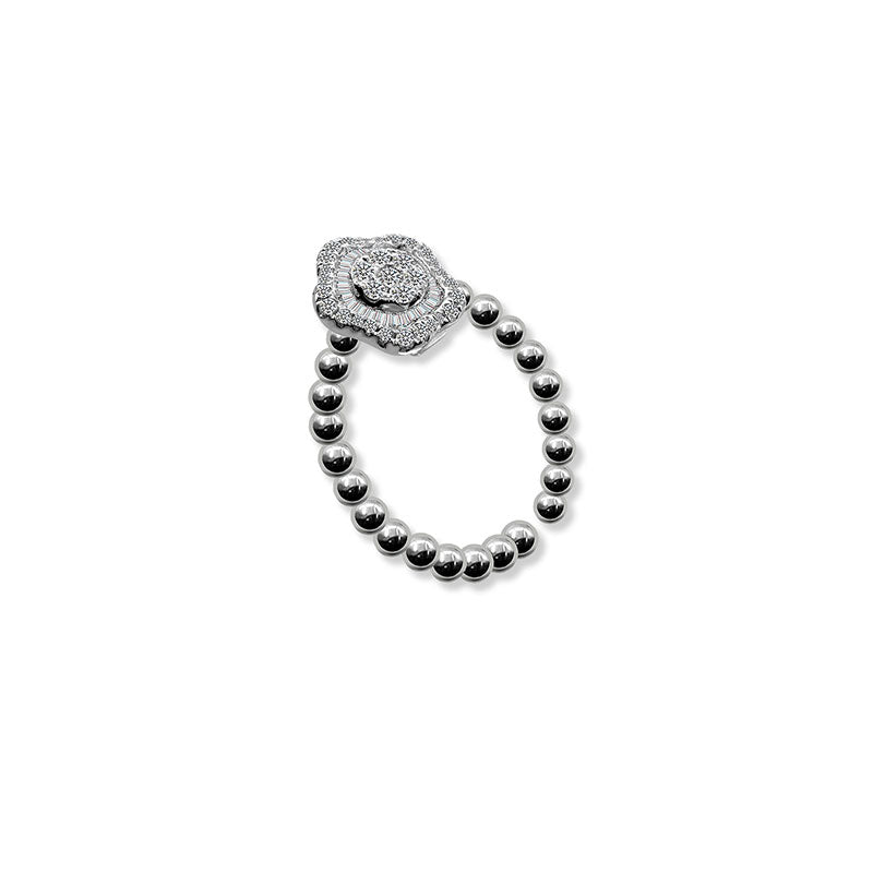 18k Gold 2 way Rose Shape Adjustable Diamond Ring - Genevieve Collection