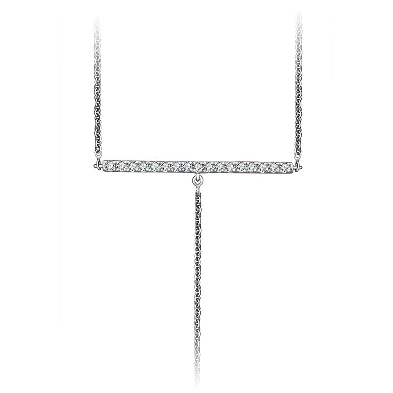 18k Gold Line Dangling Diamond Necklace - Genevieve Collection