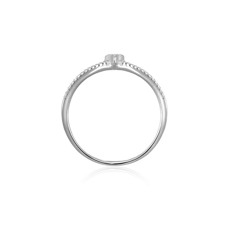 18k Gold Double Wave Arrow Diamond Ring - Genevieve Collection