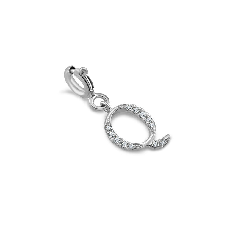 18k Gold Letter "Q" Diamond Charms - Genevieve Collection