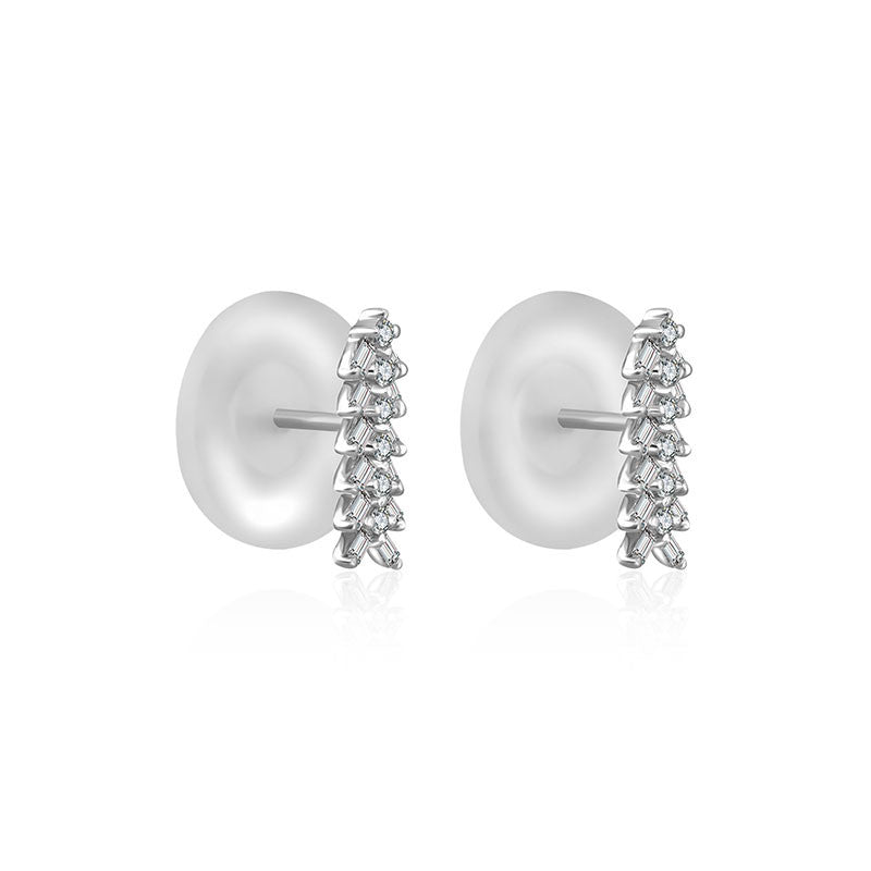 18k Gold Arrow Shape Rectangle Diamond Earring - Genevieve Collection