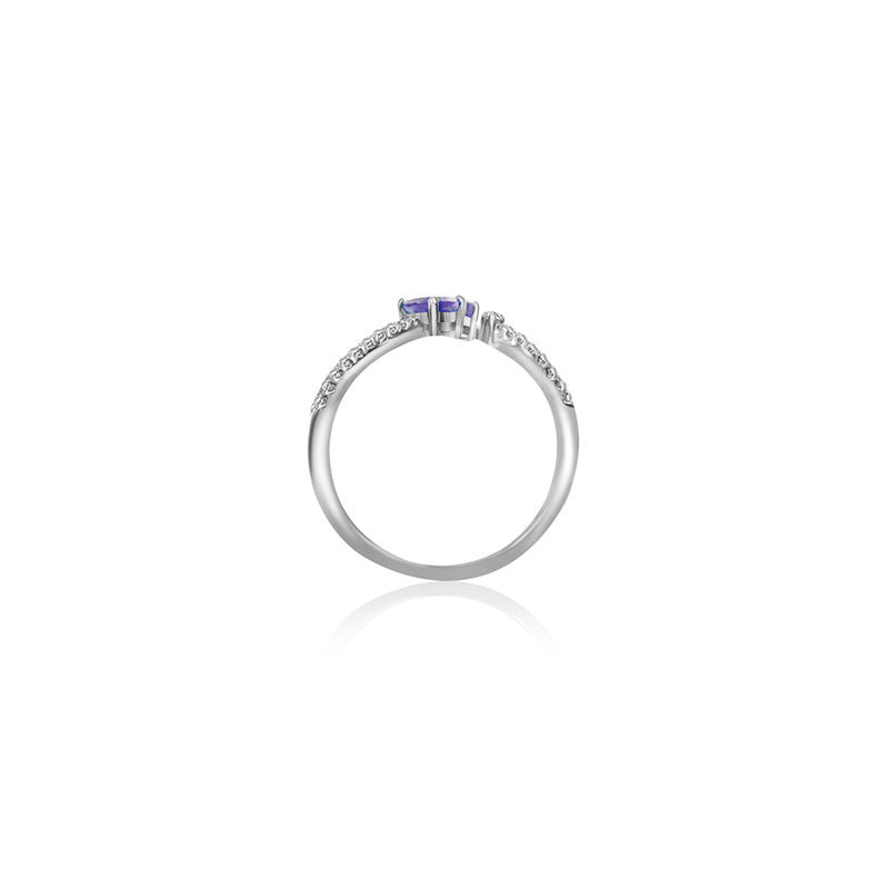 18k Gold Double Sapphire Connected Diamond Ring - Genevieve Collection