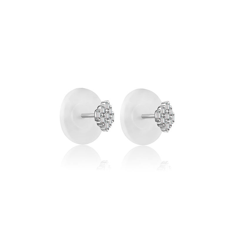 18k Gold Rectangle Diamond Stud Earring - Genevieve Collection