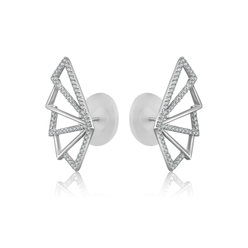 18k Gold Fan Shape Diamond Earring - Genevieve Collection