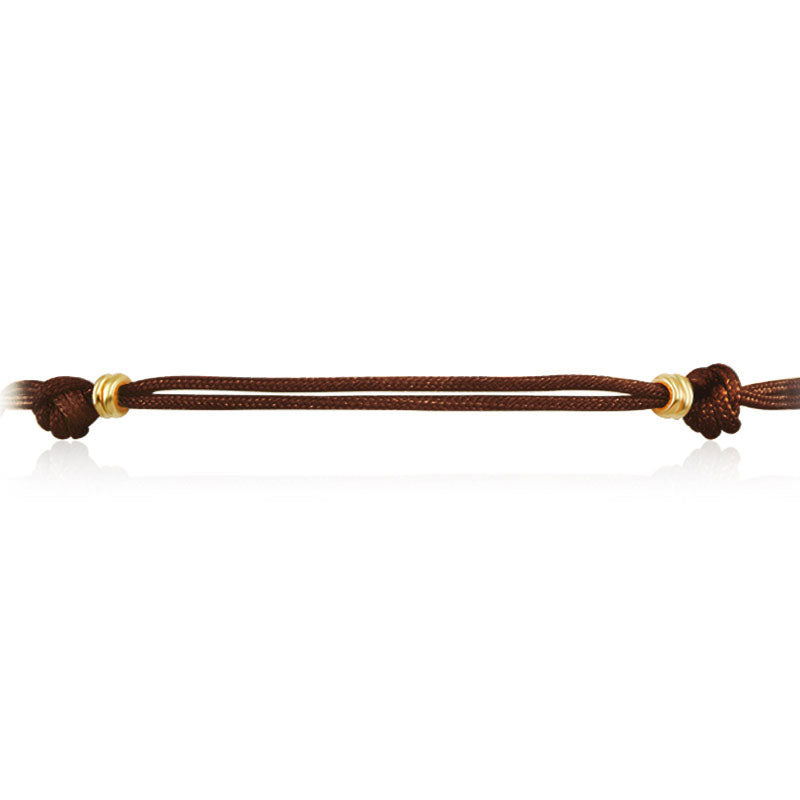 18k Gold Dark Brown Tassel Bracelet with Gold Beads - Genevieve Collection