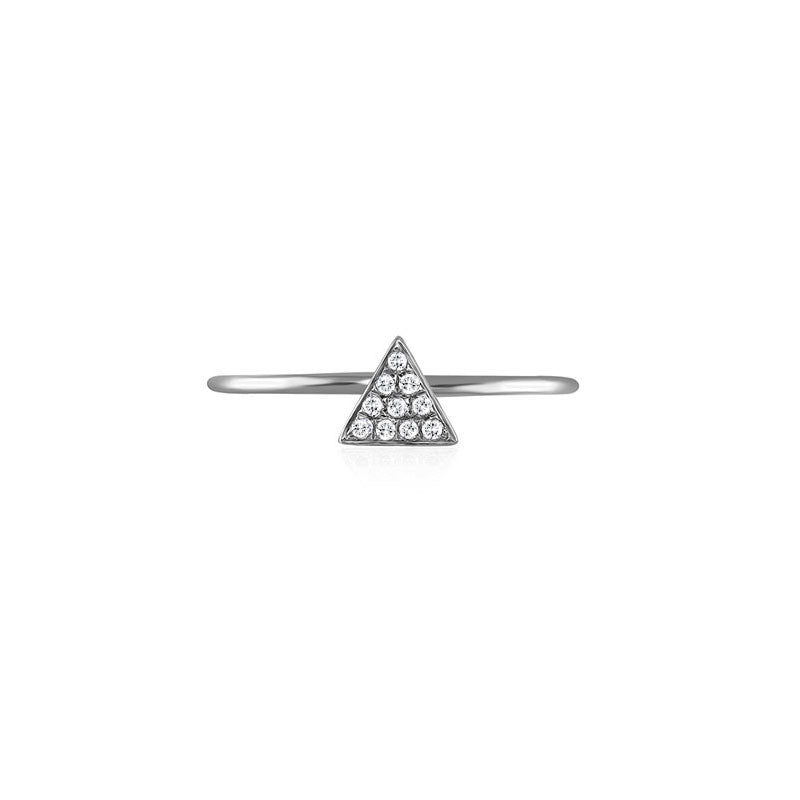 18k Gold Triangle Shape Pave Diamond Ring - Genevieve Collection