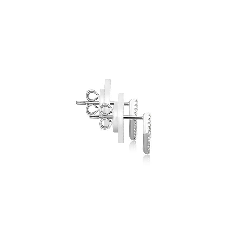 18k Gold Hollow Geometry Diamond Earring - Genevieve Collection